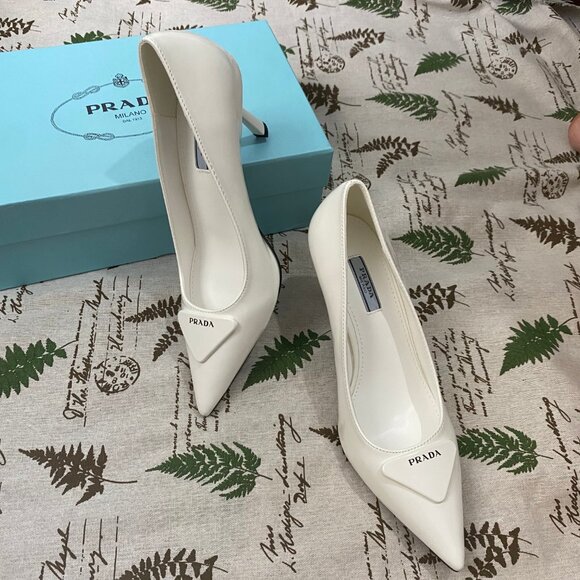 Prada White Patent Leather Women's High Heels - Picture 7 of 9